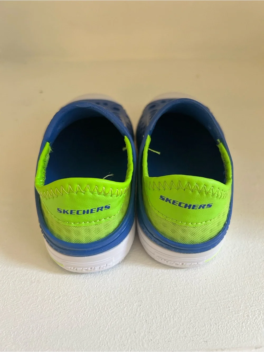 Skechers Blue Slip-On Water Shoes with Neon Green Lining